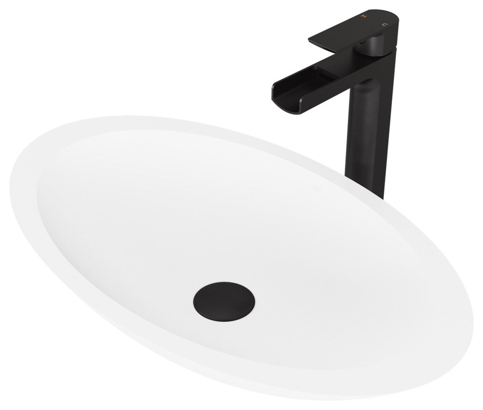 Wisteria 23"L x 14"W MatteStone Vessel Sink and Amada 10"H Faucet Set