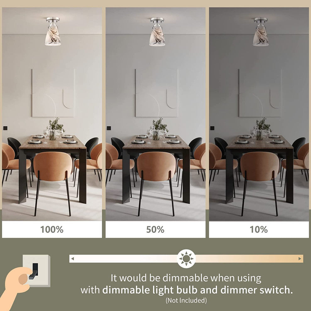 Mini Semi Flush Mount Glass Ceiling Light art glass ceiling lamp with nickel