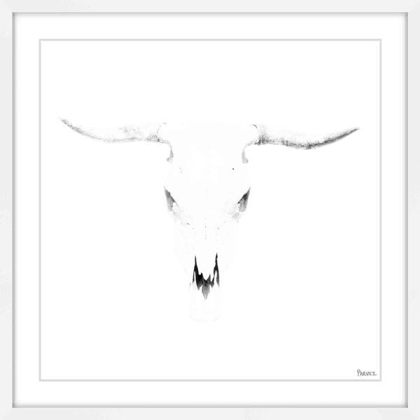 "Bleached Horns" Framed Painting Print, 24"x24"