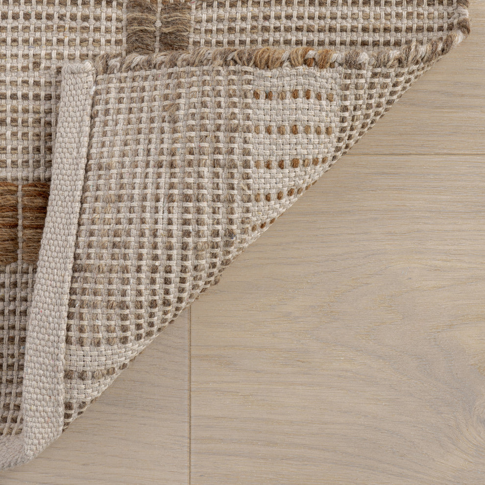 Annie Plaid Wool and Cotton Area Rug, Ivory 9'x12'