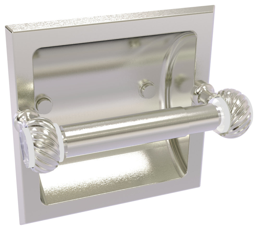 Pacific Grove Recessed Toilet Paper Holder with Twist Accent, Satin Nickel