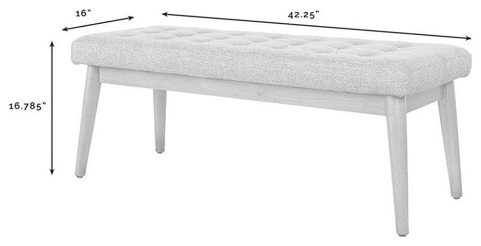 Bowery Hill 16.88" Wood/Fabric Tufted Entryway Bench in Acorn Brown/Gray