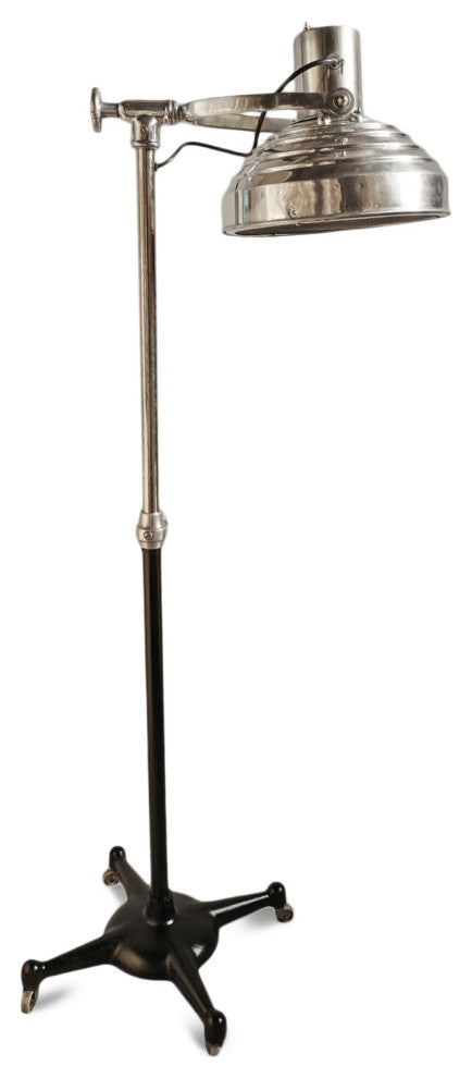 Consigned Chrome Industrial Floor Lamp on Wheels
