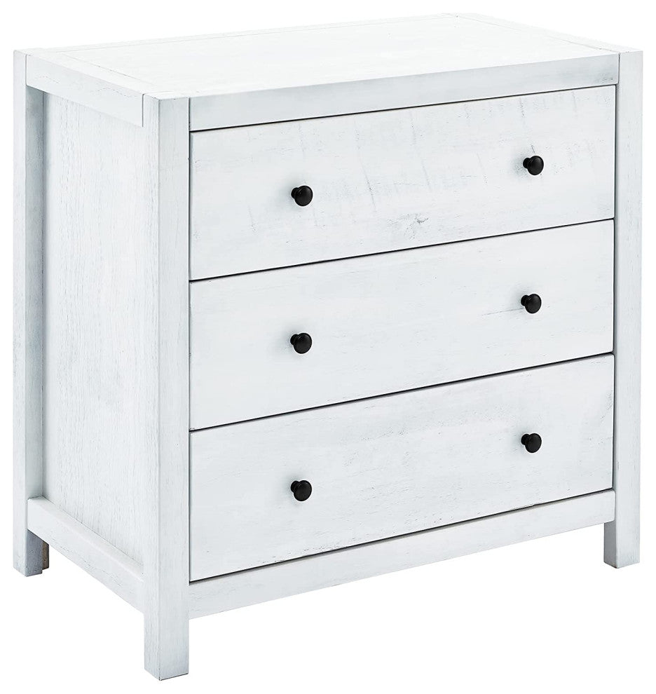 Rustic Wood with 3-Drawer Dresser, White Washed