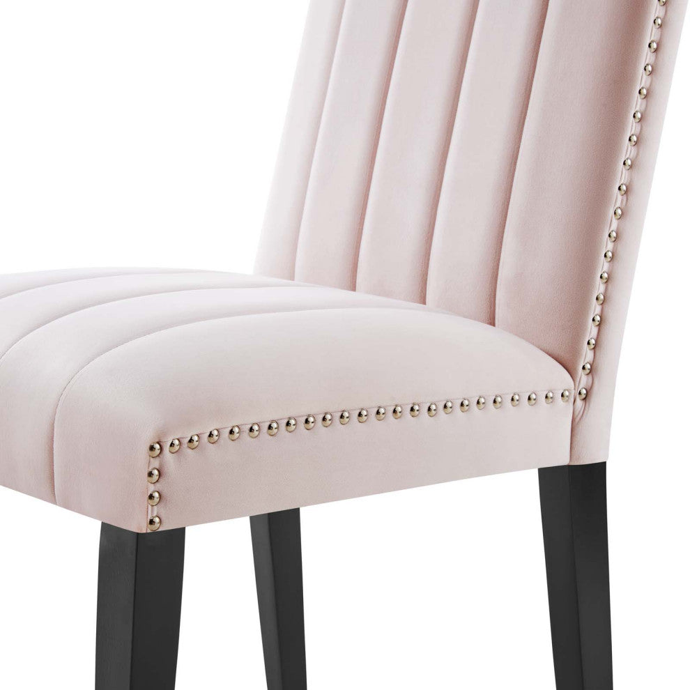 Dining Chair, Nailhead, Set of 2, Pink, Velvet, Modern, Cafe Bistro Hospitality