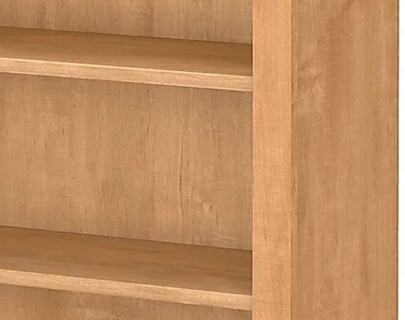 Transitional Bookcase, Tall Design With 5 Spacious Open Shelves, Maple Cross