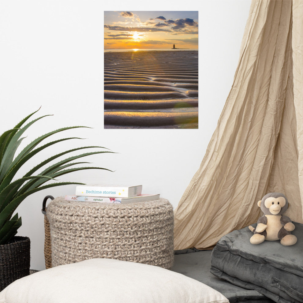 Sandbars Landscape Photograph, Beach Unframed Wall Art Print, 16" X 20"
