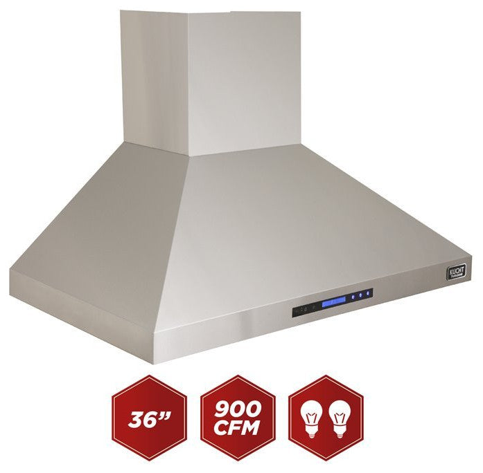 Kucht Professional 36" Modern Stainless Steel Wall Mounted Range Hood in Silver