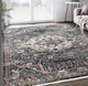 Abani Azure Collection AZR150A Black Faded Medallion Persian Area Rug