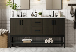Home Living 60" Double Bathroom Vanity, Mocha Brown