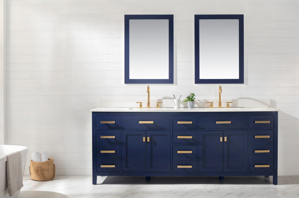 Design Element Valentino 84" Blue Double Rectangular Sink Vanity