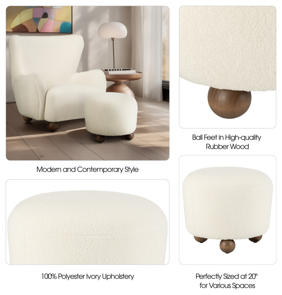 Round Ottoman With Ball Feet - Thumbnail 5