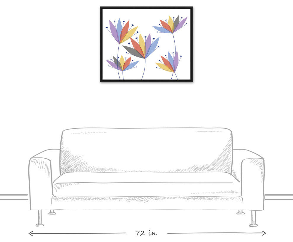 Mod Flowers Canvas Wall Art, 31.75x25.75, Framed Canvas