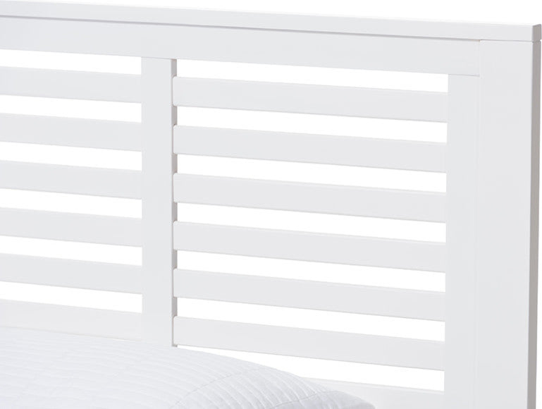Sedona Modern Classic Mission Style White Wood Platform Bed, Twin