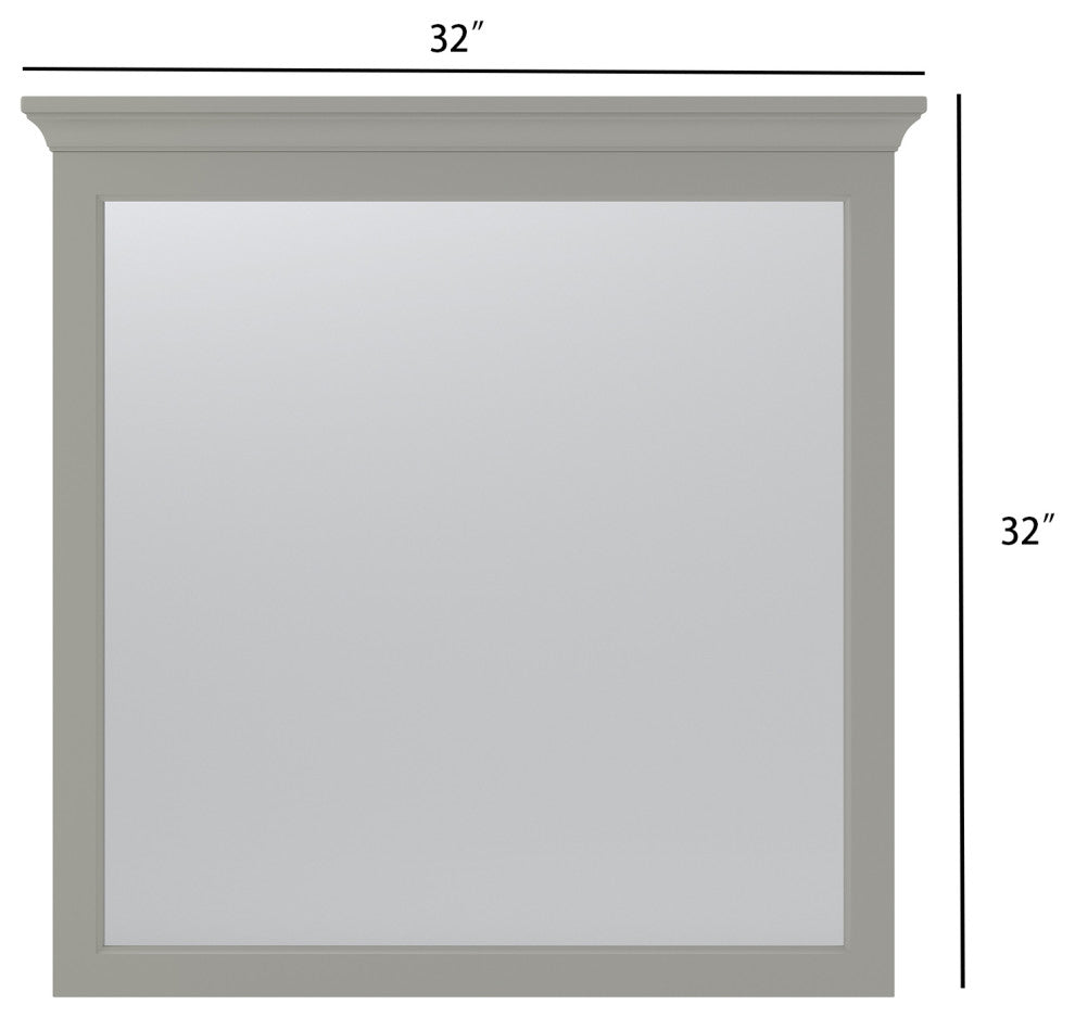 Framed Wall Mounted Bathroom Mirror, Gray;, 32" X 32"