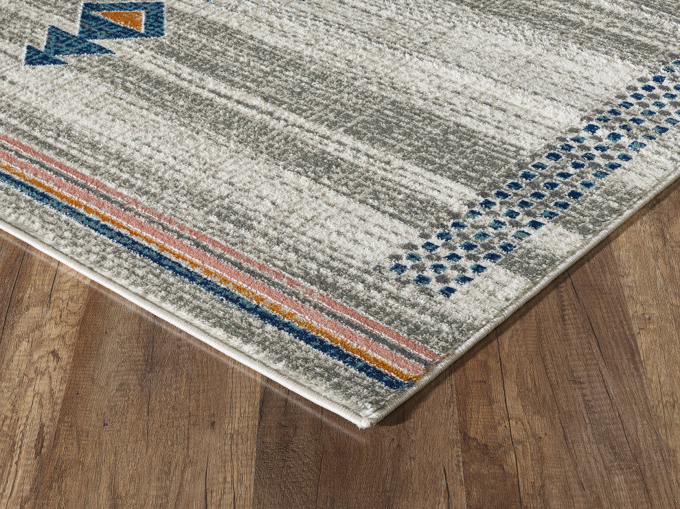 Abani Porto PRT110A Southwestern Tribal Print Blue and Orange Area Rug