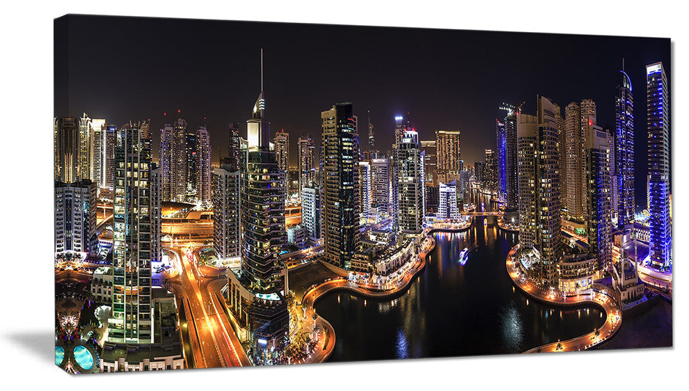 "Dubai Marina View at Night" Canvas Print