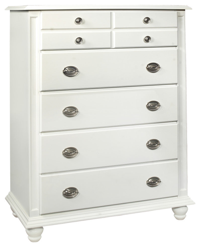 Summit White 5 Drawer Chest of Drawers, 37"x18"x53"