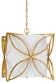 60W Belton Metal Chandelier, French Gold Finish, White Shade