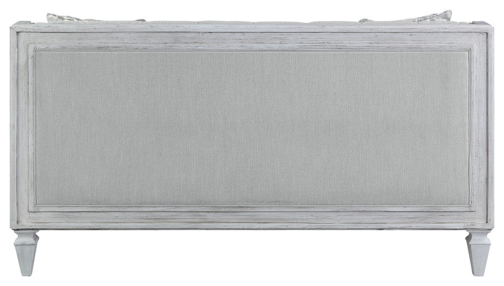 ACME Katia Loveseat in Gray Linen &White Finish