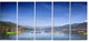 Boats in Pokhara Lake, Modern Seashore Canvas Wall Art, 60"x28", 5 Panels