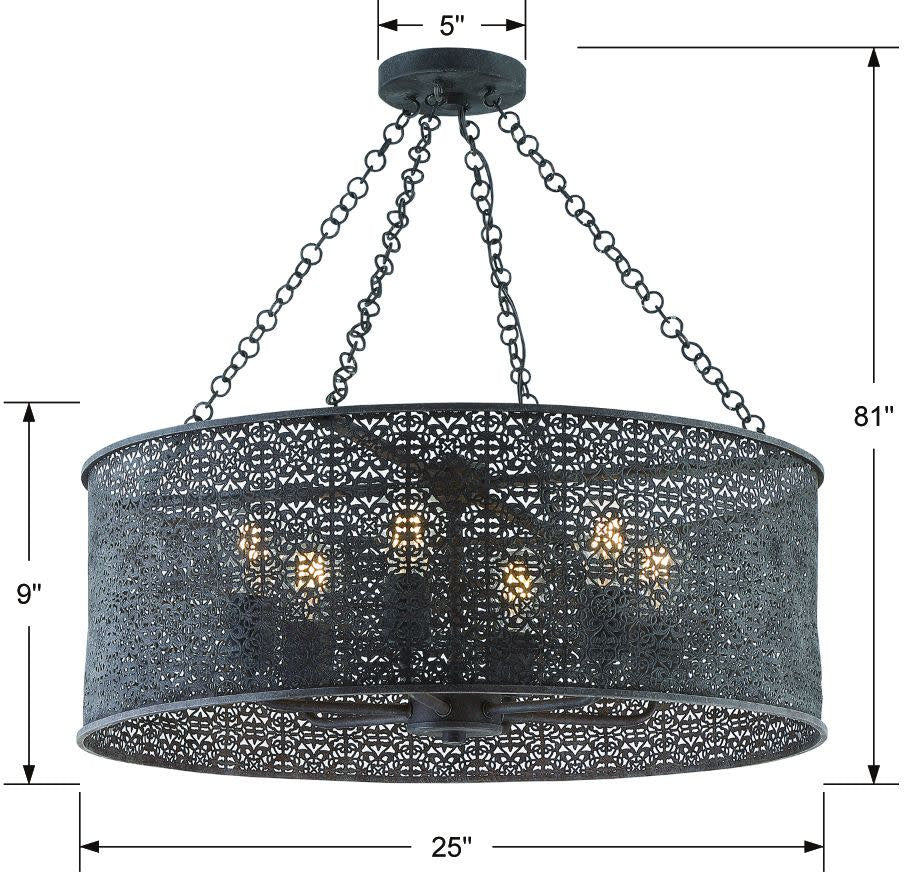 Crystorama Lighting Group JAS-A5016 Jasmine 6 Light 25"W Drum - Forged Bronze