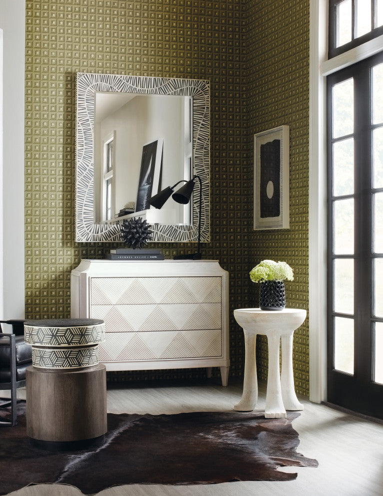 Lifestyle image showing the chest in a real room setting with decor; no white background.