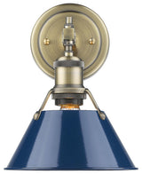 Golden Orwell 1 Light Bath Vanity, Aged Brass, Navy Blue Shade