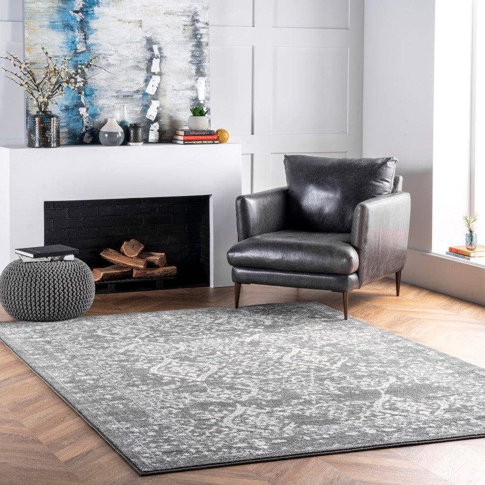 Nuloom Vintage Odell Traditional Transitional Area Rug, Grey 9'x12'