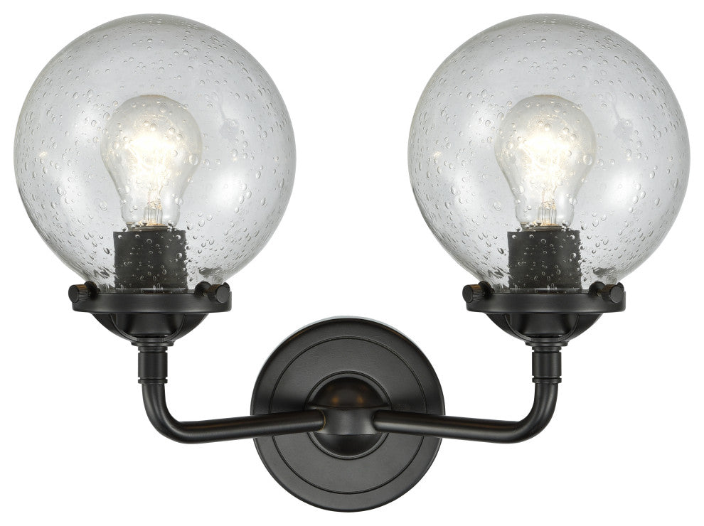 2-Light Beacon 14" Sconce, Oil Rubbed Bronze, Glass: Seedy