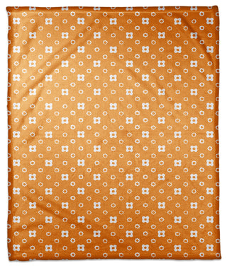 Orange Floral Pattern Fleece Blanket