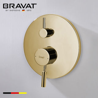 Bravat Brushed Gold Wall Mounted Shower Set, Valve Mixer 3-Way Concealed