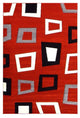 Hollywood Red Geometric Square Area Rug