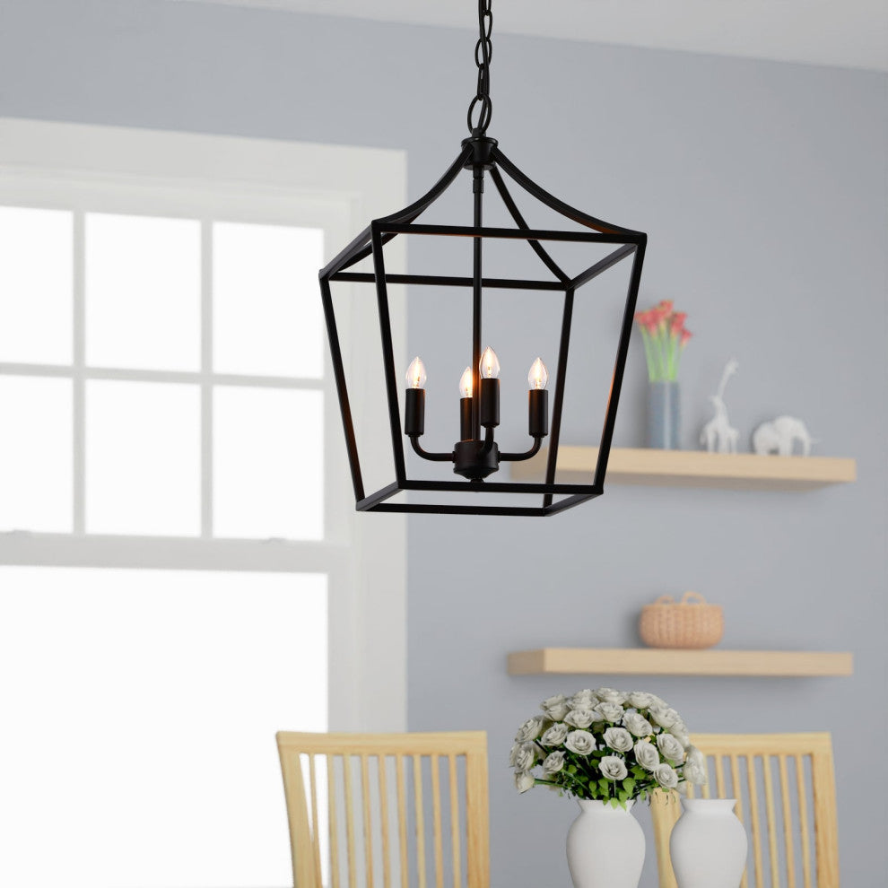 Lazzur Iton 4 Light 12" Matte Black Pendant