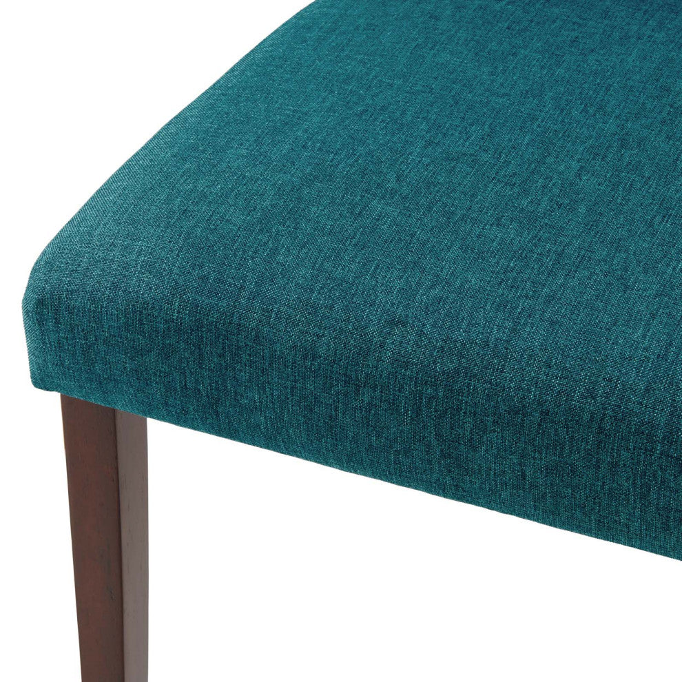Side Dining Chair, Set of 2, Fabric, Wood, Teal Blue, Modern, Bistro Restaurant