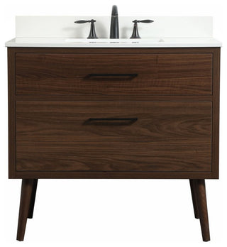Bella 36" Midcentury Modern Walnut-Light Bathroom Vanity