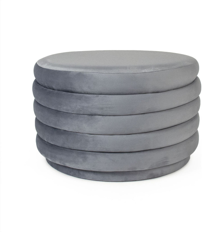 Pale Blue Velvet Ottoman