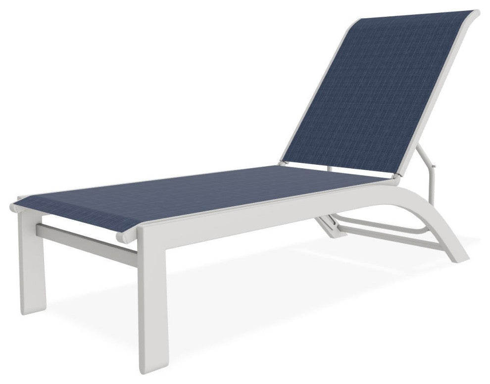 Kendall Sling Stackable Outdoor Chaise Lounge, Mavi/Snow