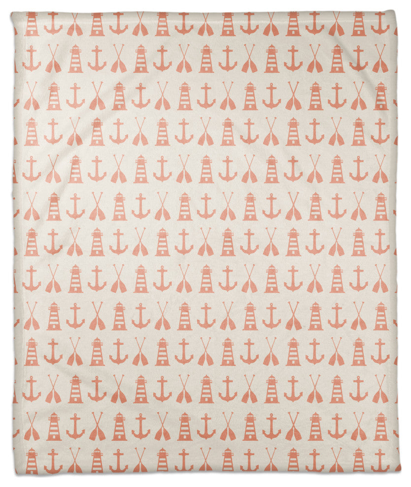Nautical Icons Coral 50x60 Throw Blanket