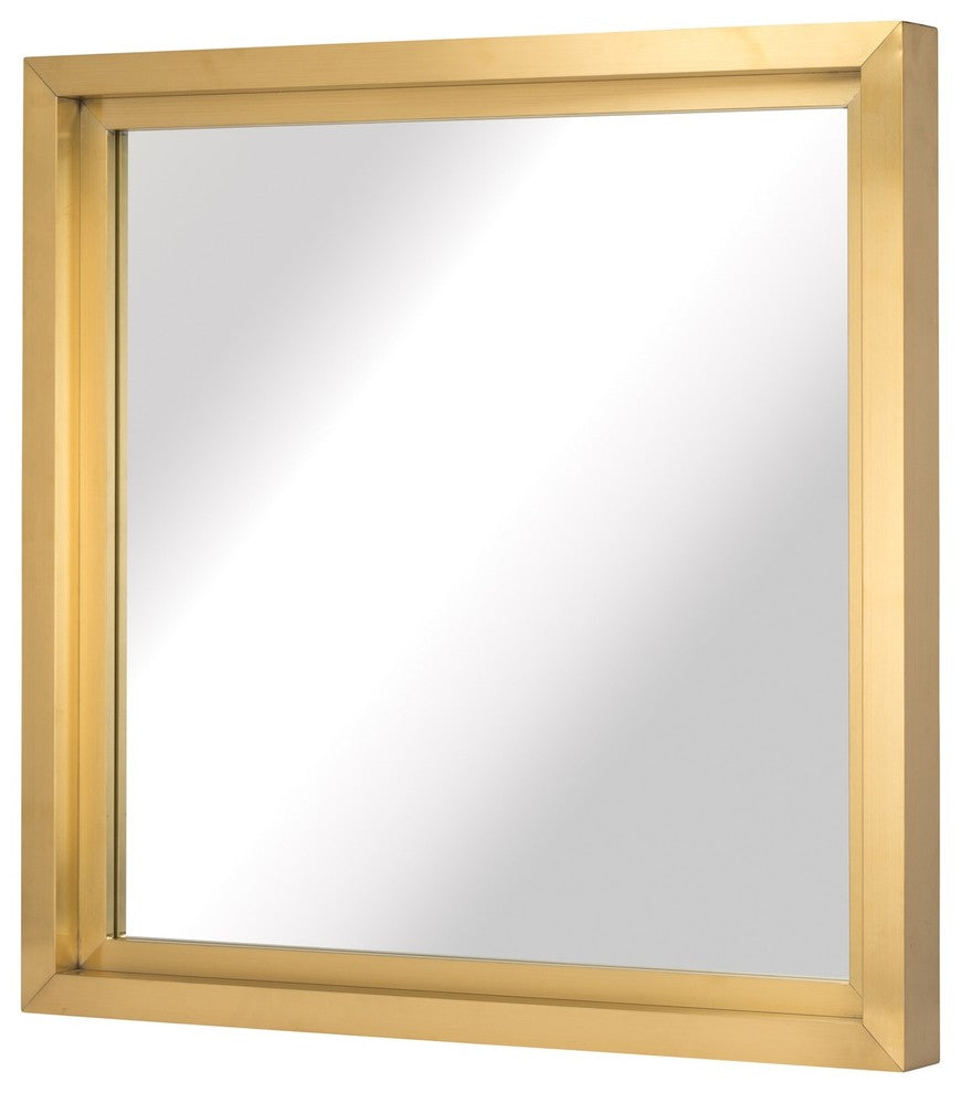 Glam Stainless Steel Wall Mirror, Brushed Gold, 36"x36"