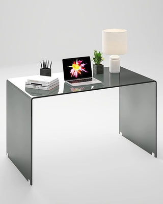 Computer Desk Bent Glass Contemporary Rectangular Shaped PC Laptop Workstation