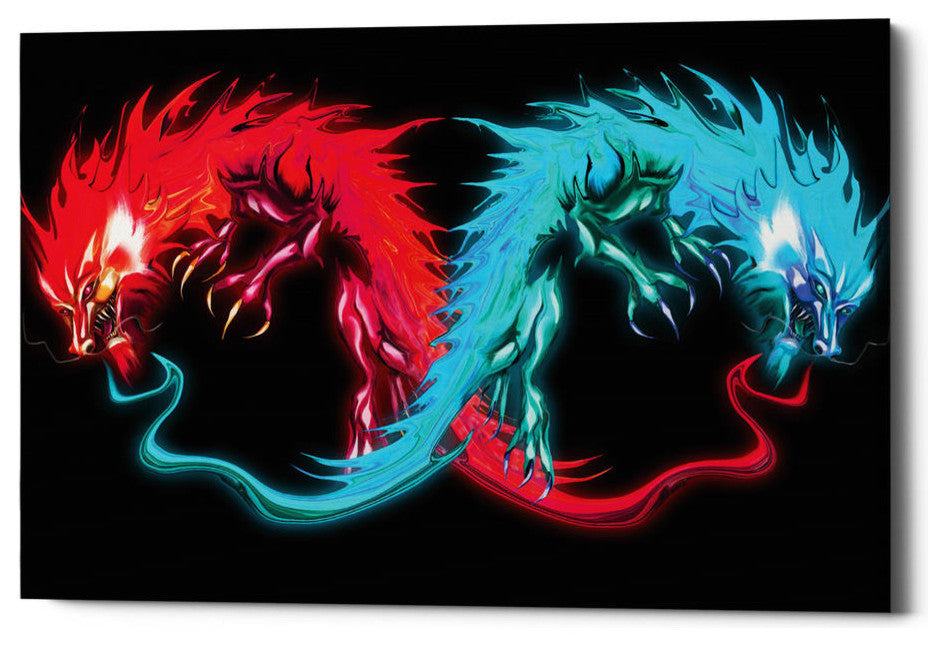 Epic Graffiti "Double Dragon" by Michael Stewart Giclee Canvas Wall Art, 18"x26"