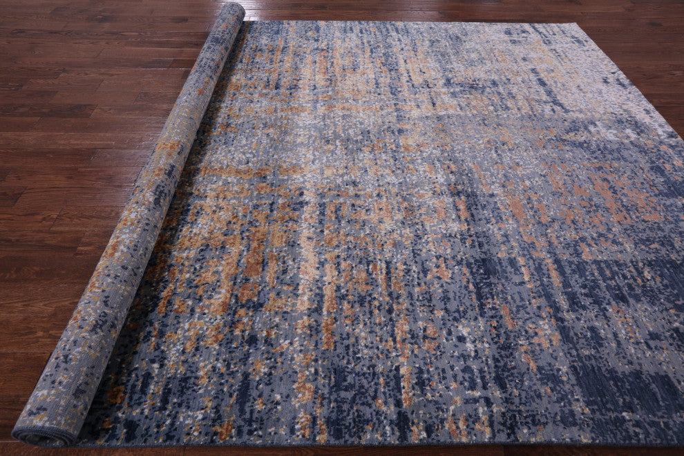 9' 0" X 12' 0" Abstract Wool and Silk Handmade Rug Q8865