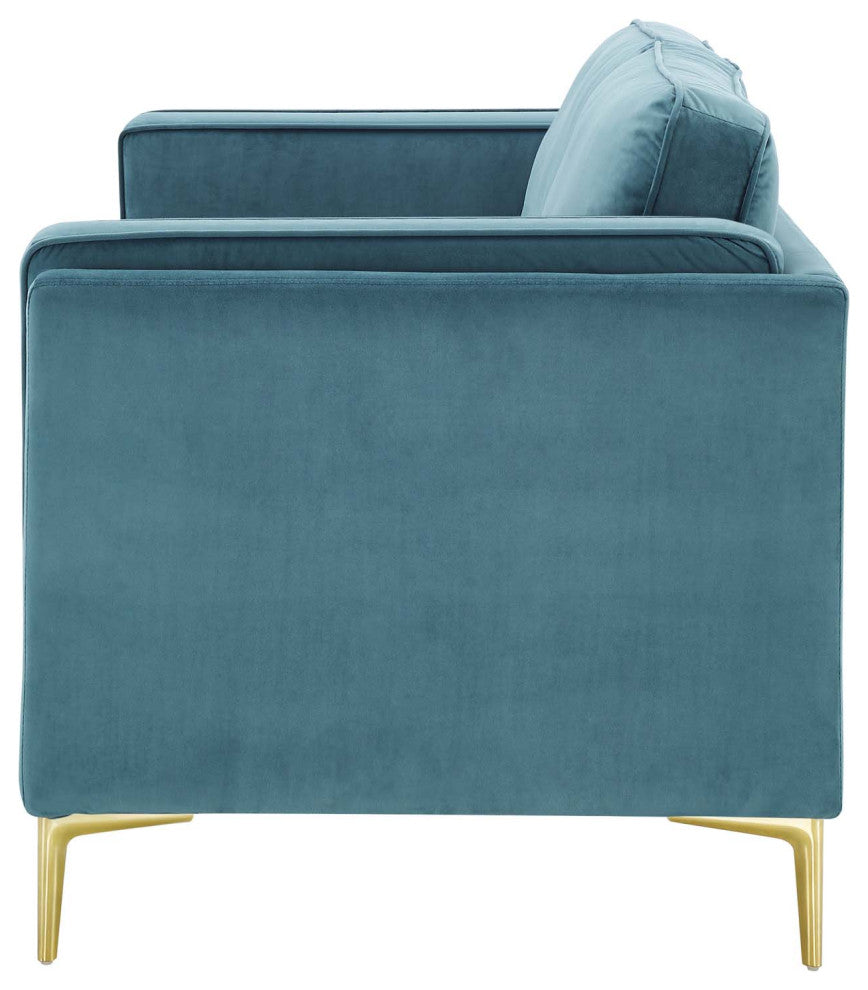Sofa, Velvet, Blue, Modern, Living Lounge Room Hotel Lobby Hospitality