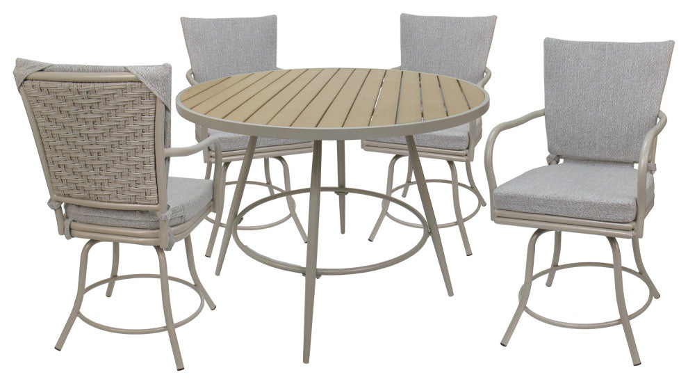 Outdoor/Indoor Patio Dinette Swivel Ofir Chair, White Linen Beige
