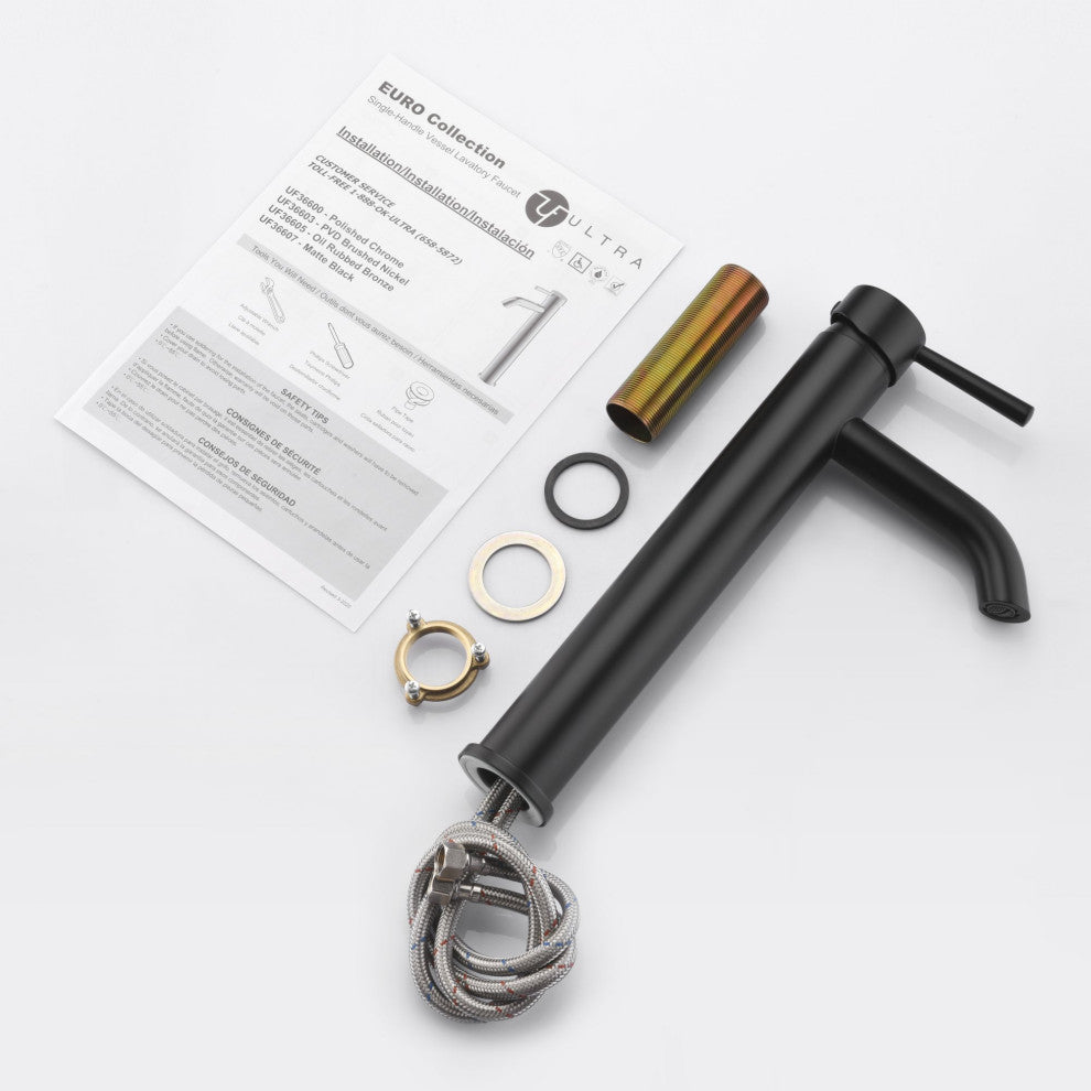 Ultra Faucets UF3660X Single Handle Bathroom Faucet, Matte Black