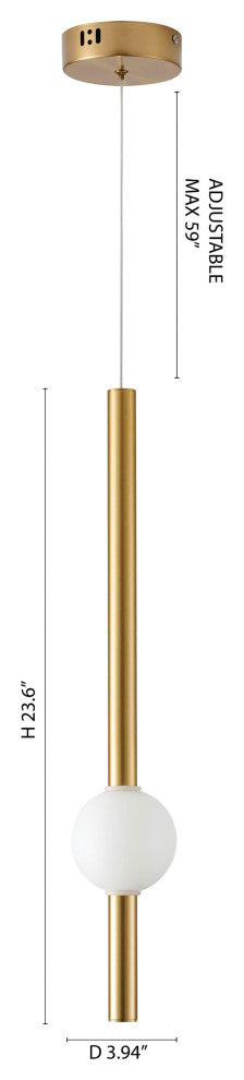 Gold Single Pendant Light with a White Acrylic Shade