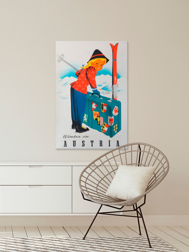 "Winter in Austria" Painting Print on Wrapped Canvas, 30"x45"