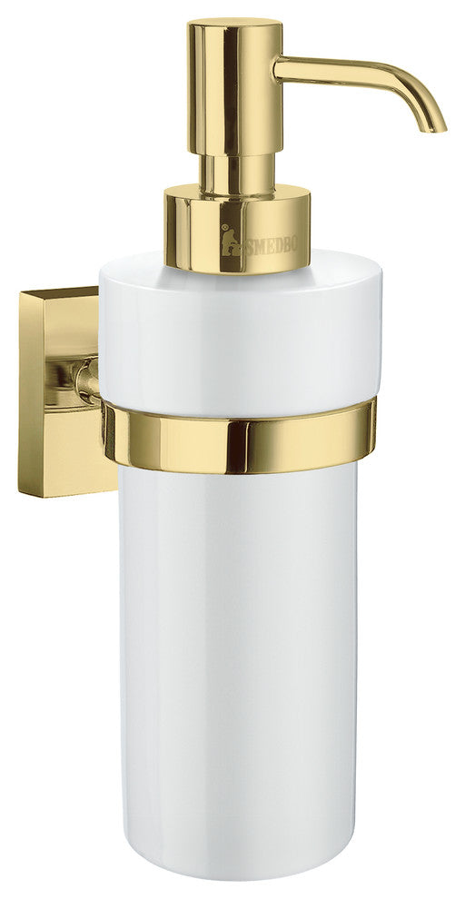 House - Holder With Porcelain Soap Dispenser Polished Brass Laqured