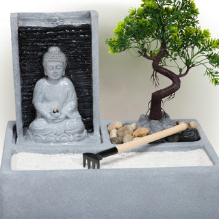 Buddha Bonsai Garden Tabletop Fountain with LED Light